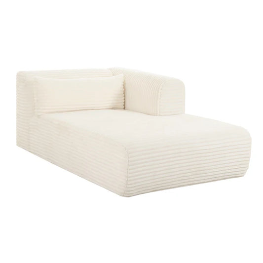 Cream Fluffy Oversized Corduroy Modular Chaise - Living Room World