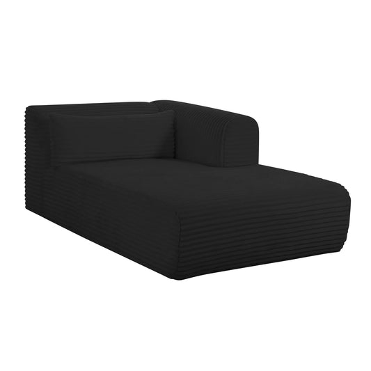 Black Fluffy Oversized Corduroy Modular Chaise - Living Room World